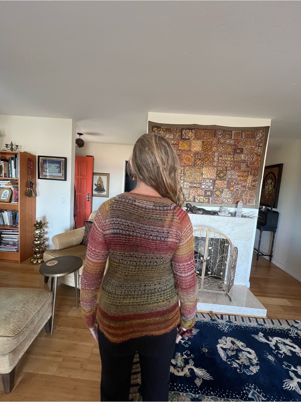 Anthropologie Multicolor Striped Knit Sweater — Red, Green, Cream